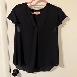 Calvin Klein Black Blouse with V-Neck Size Medium